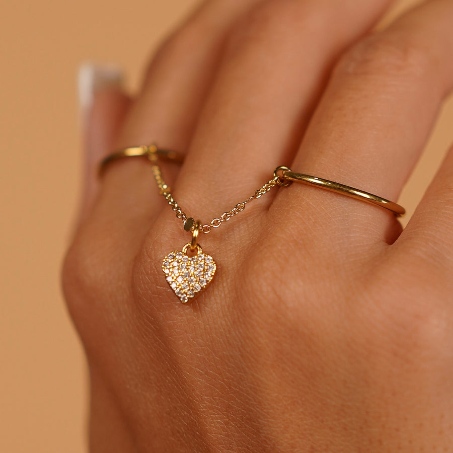 Sparkle Heart Dangle Ring