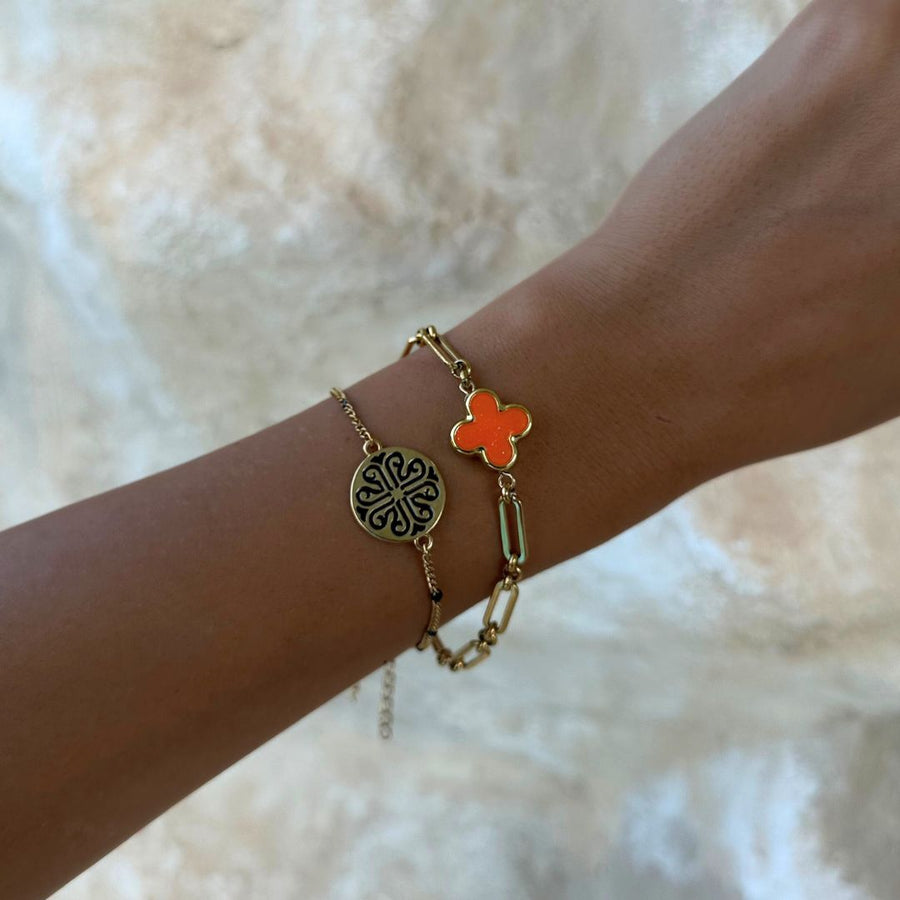 Orange Clover Bracelet