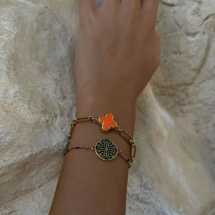 Orange Clover Bracelet